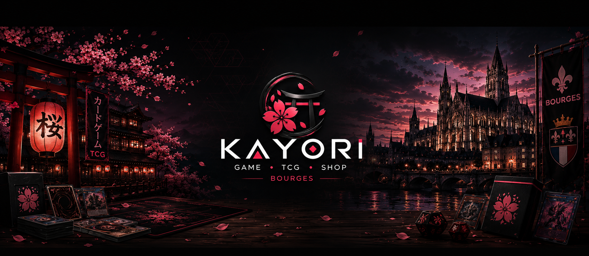 Univers KAYORI mêlant ambiance japonaise, cartes TCG et patrimoine de Bourges